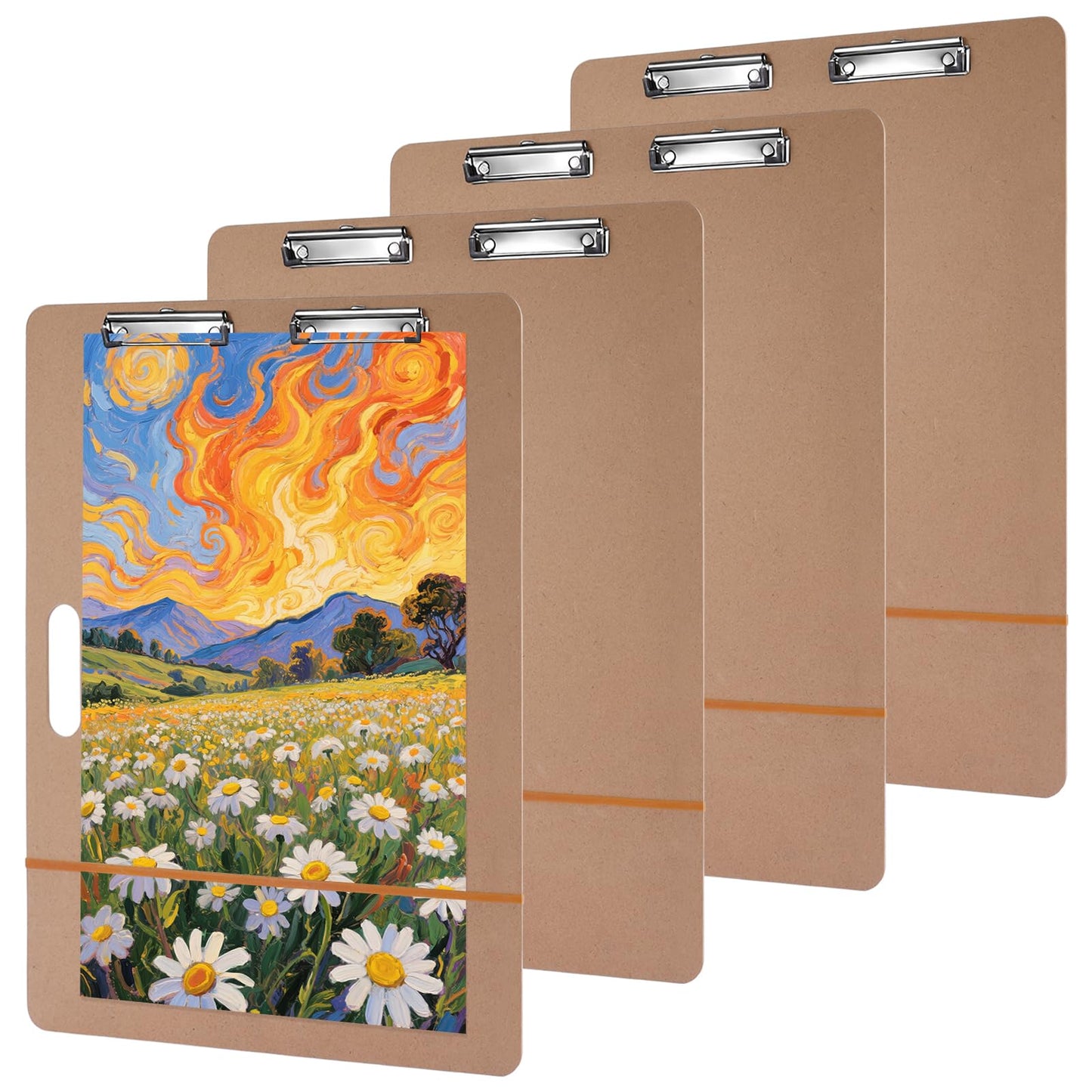 4 PCS 18” x 24” Drawing Board, Large Hardboard Artist Sketch Tote Board with Handle, Clip & Rubber Band, Portable Lightweight Art Board for Painting, Sketching, Travel, Studio