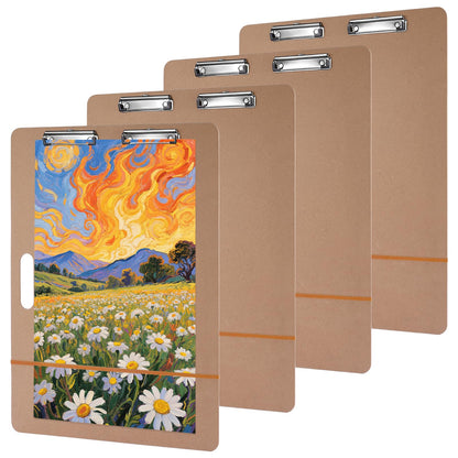 4 PCS 18” x 24” Drawing Board, Large Hardboard Artist Sketch Tote Board with Handle, Clip & Rubber Band, Portable Lightweight Art Board for Painting, Sketching, Travel, Studio