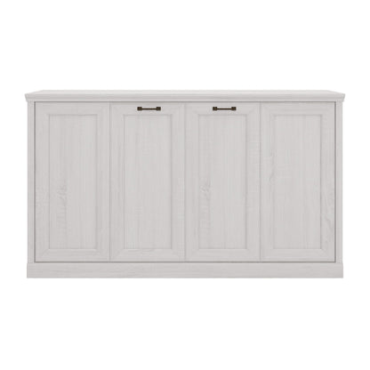 Merax Twin Size Horizontal Murphy Bed Wall Bed, Folding into a Cabinet, Space Saving Foldable Bed for Guest Room, Home Office, Apartment, Sturdy Metal Frame, Rustic White