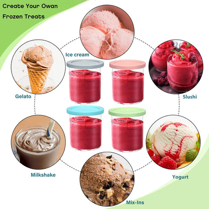 4 Pack,Compatible 11-in-1 NC501 NC500 Maker,24oz Replacement for Creami Deluxe Pints and Lids with Ninja Creami Series