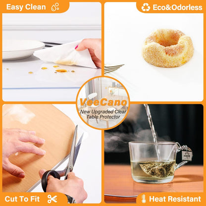 VeeCano 18X48 Inch 1.5mm Thick Multisize Clear PVC Table Cover Blotter Protector Rectangular Plastic Tablecloths Desk
