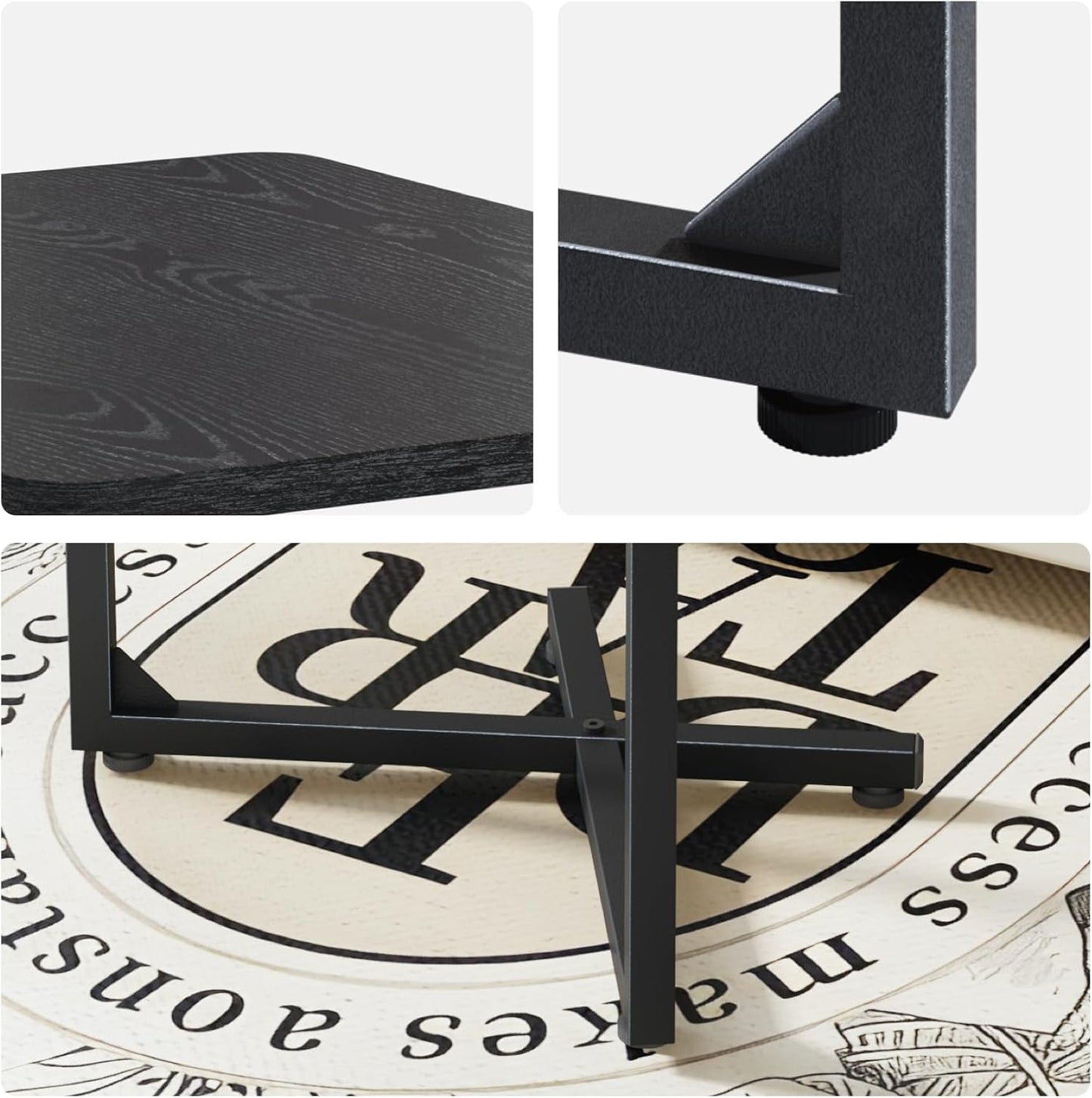 Generic Set 2, ET-X-BKW2 NEFROM C-Shaped End Tables, Sofa TV Trays of Small Couch Side Table for Living Room, Bedroom