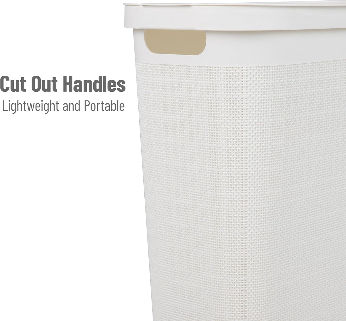Mind Reader 40L Slim Laundry Hamper - Clothes Basket with Lid, Linen Design, Plastic, 18.5”L x 10.75”W x 23.5”H