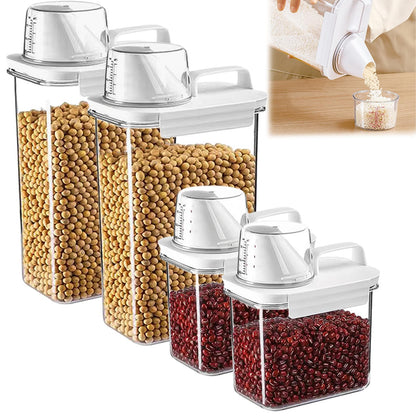 Cereal Storage Containers Sets,BPA Free with Pouring Spout Handle Airtight Food Storage Dispenser with lids For Rice Flour Pasta Grain, Pet Food Storage Container (37.2 oz + 77.7 oz (2 of Each))