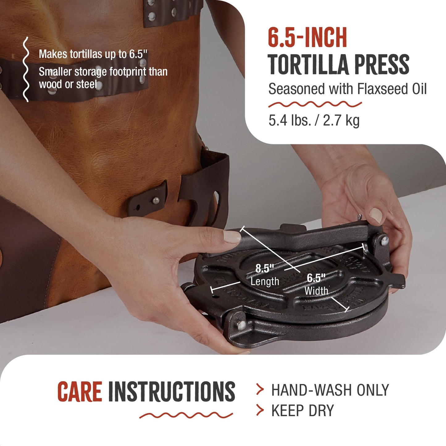 Victoria Cast Iron Tortilla Press, Tortilla and Roti Maker, Made in Colombia, 6.5 Inches