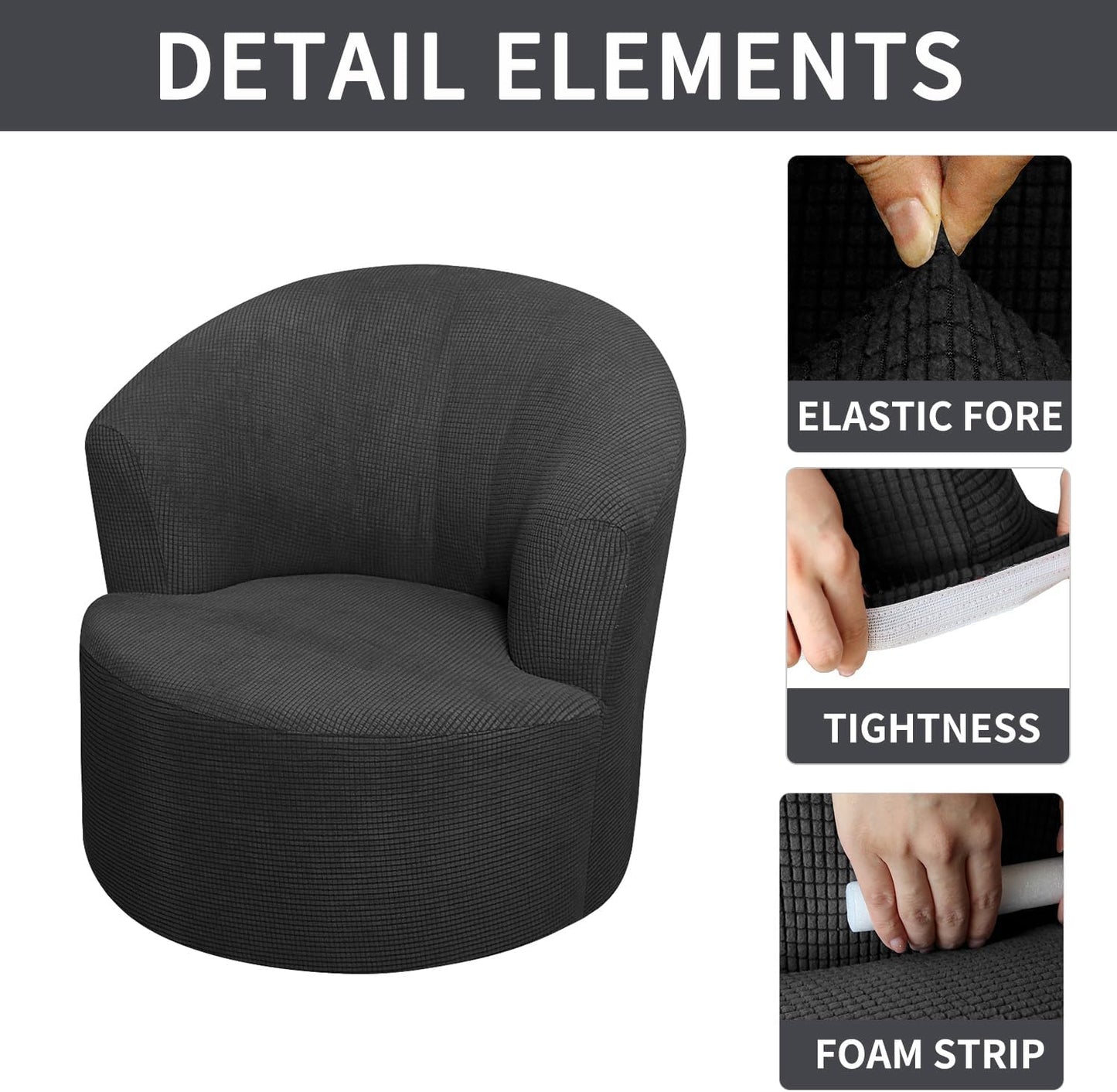 SZJIAHTM Round Club Swivel Barrel Chair Cover Modern Accent Round Club Armchair Slipcover Soft Stretch Chair Covers