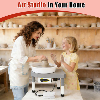 14" 450W Electric Pottery Wheel with LCD Panel Adjustable Speed Foot Pedal,Detachable Basin,Heighten Desk Legs,Clay Toolfor Kids, Adults, Beginners, Home DIY & Professional Pottery Making
