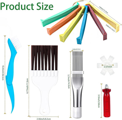 Shkalacar 6 Pieces Air Conditioner Fin Cleaner Set - 5 Different Fin Comb and 2 Brush Tools for Radiator Repair