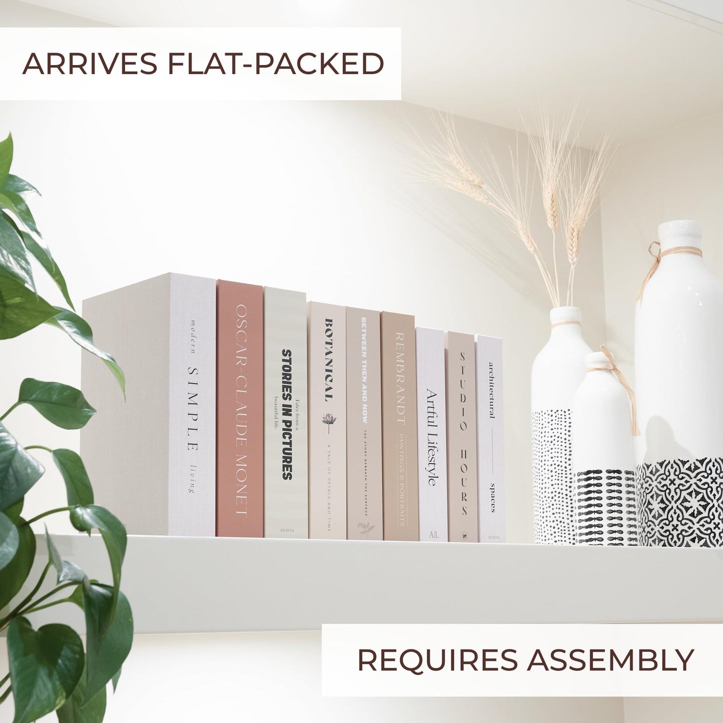 Beautiful Decorative Books - Set of 9 Boxes Enhance Your Coffee Table, Bookshelf or Mantel Shelf Decor - Aesthetic Fake/Faux Books for Modern Home Decoration, Photo Storage and as a Keepsake Box