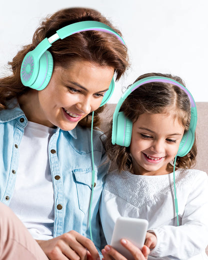 ELECDER i45 On-Ear Headphones with Microphone - Foldable Stereo Bass Headphones with No-Tangle 1.5M Cord, 3.5MM Jack, Portable Wired Headphones for School/Kids/Teens/Smartphones/Travel/Tablet - Green