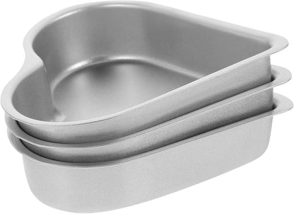 Heart Baking Pans, 3pcs Bakeware Cups for Jelly, Chocolate, Cheesecake, Non-stick Metal Kitchen