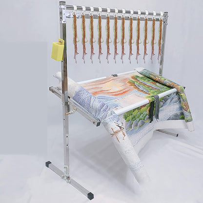 Adjustable Embroidery Stand with Pulley, Cross Stitch Frame for Needlework, Height-Adjustable Craft Lap Table, Ideal for Sewing and Art Projects