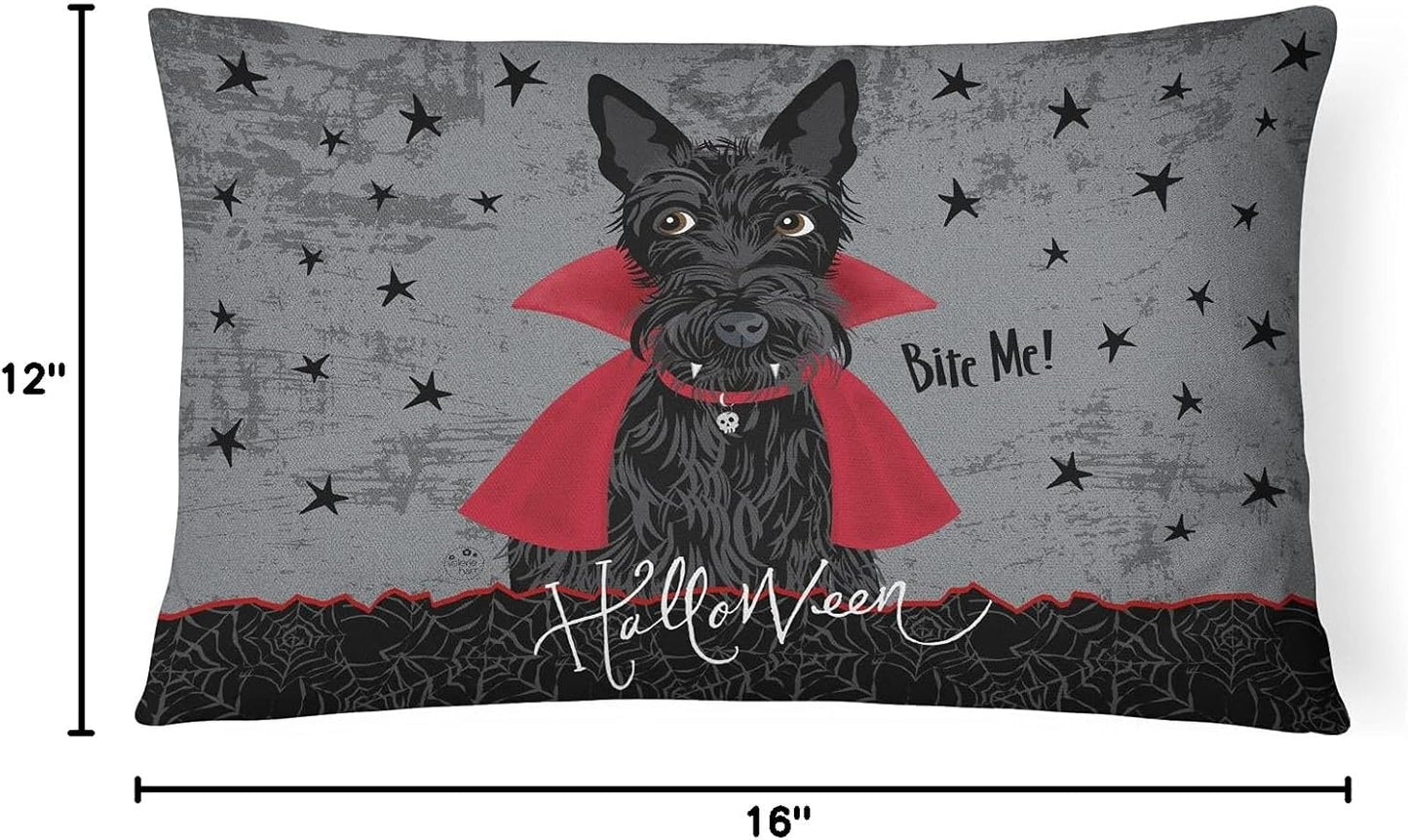 Caroline's Treasures VHA3037PW1216 Halloween Vampire Scottie Canvas Fabric Decorative Pillow, Indoor Outdoor