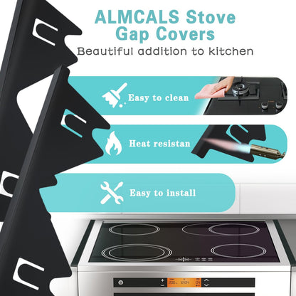 Stove Gap Covers Stainless Steel, 2 Pack Stove Gap Filler Easy Retractable Length 13.8" to 27.5", Width 0.79" ALMCALS Stove Gap Guards Range Trim Kit, Heat Resistant Guard Between Stove Top & Counter