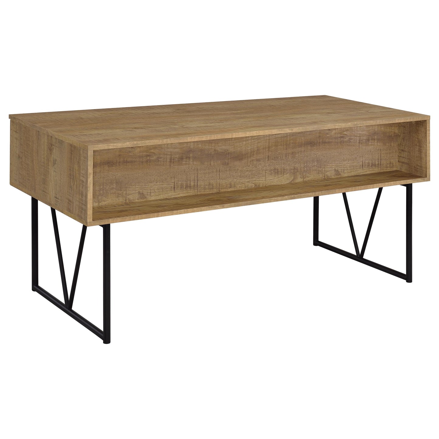 Coaster Home Furnishings - Analiese - Wood - 4-Drawer Writing Desk with Metal Legs, and V-Bracing Profile - Home Office - 63-Inch - Mango - 801851