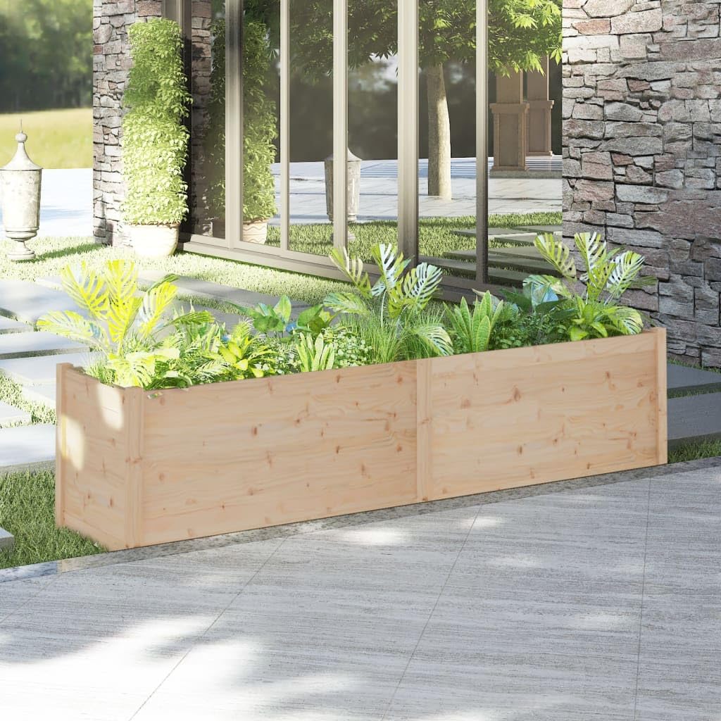 Favemtsl 78.7 x 19.7 in Solid Pinewood Outdoor Planter Rustic Raised Garden Bed Box Natural Oiled Brown Rectangular Large Flower Bed for Patio Deck Balcony