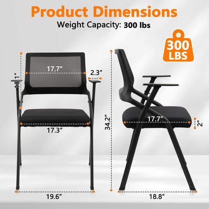 CLATINA Stackable & Foldable Office Chairs with Ergonomic Lumbar Support and Thickened Seat Cushion, Folding Mesh Fabric Reception Guest Chair for School Church Conference Waiting Room Black (6 pk)