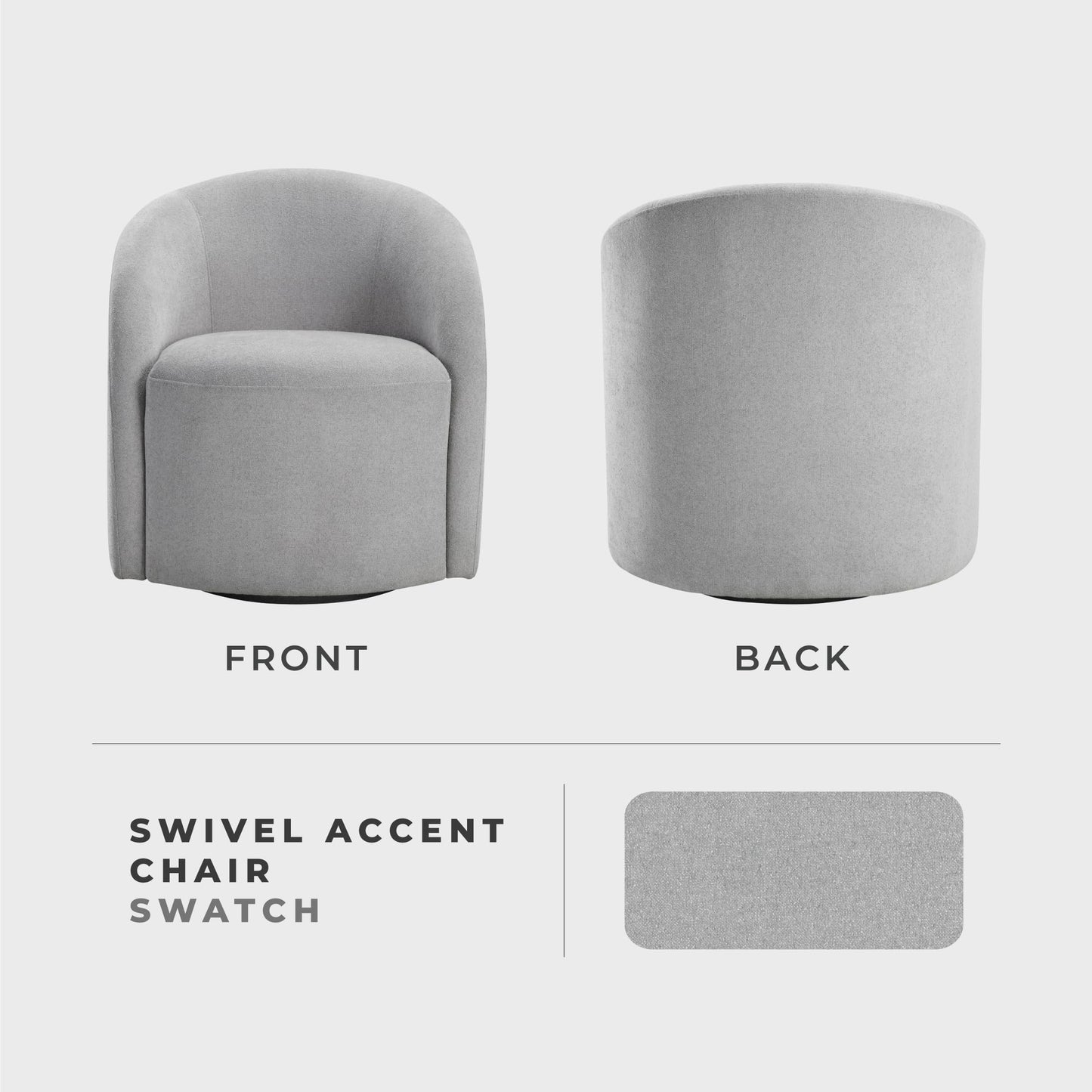 Lexicon 360 Degree Swivel Accent Chair, Boucle Fabric Arm Chair with Metal Swivel Base and Sloped Arms for Living Room/Bedroom/Office, Light Gray