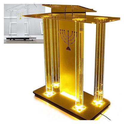 DHXIAMZ Acrylic Lectern Podium Stand with Wheels for Church School Hotel Wedding Speech