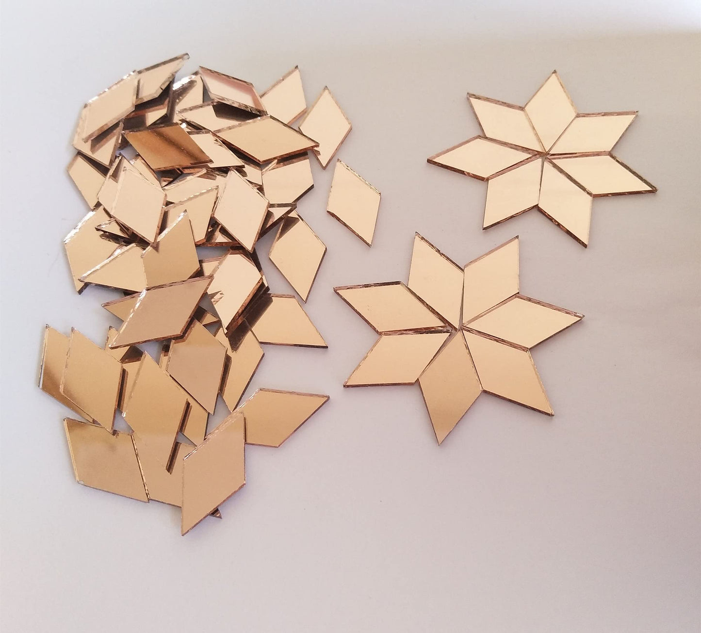 Mirror Mosaic Tiles, 200PCS Diamond Shaped Tiles, Mosaic Supplies, Craft Supplies, Mosaic Part Real Glass Mirrors (Rose Gold Mirror, 1/2x1inch)