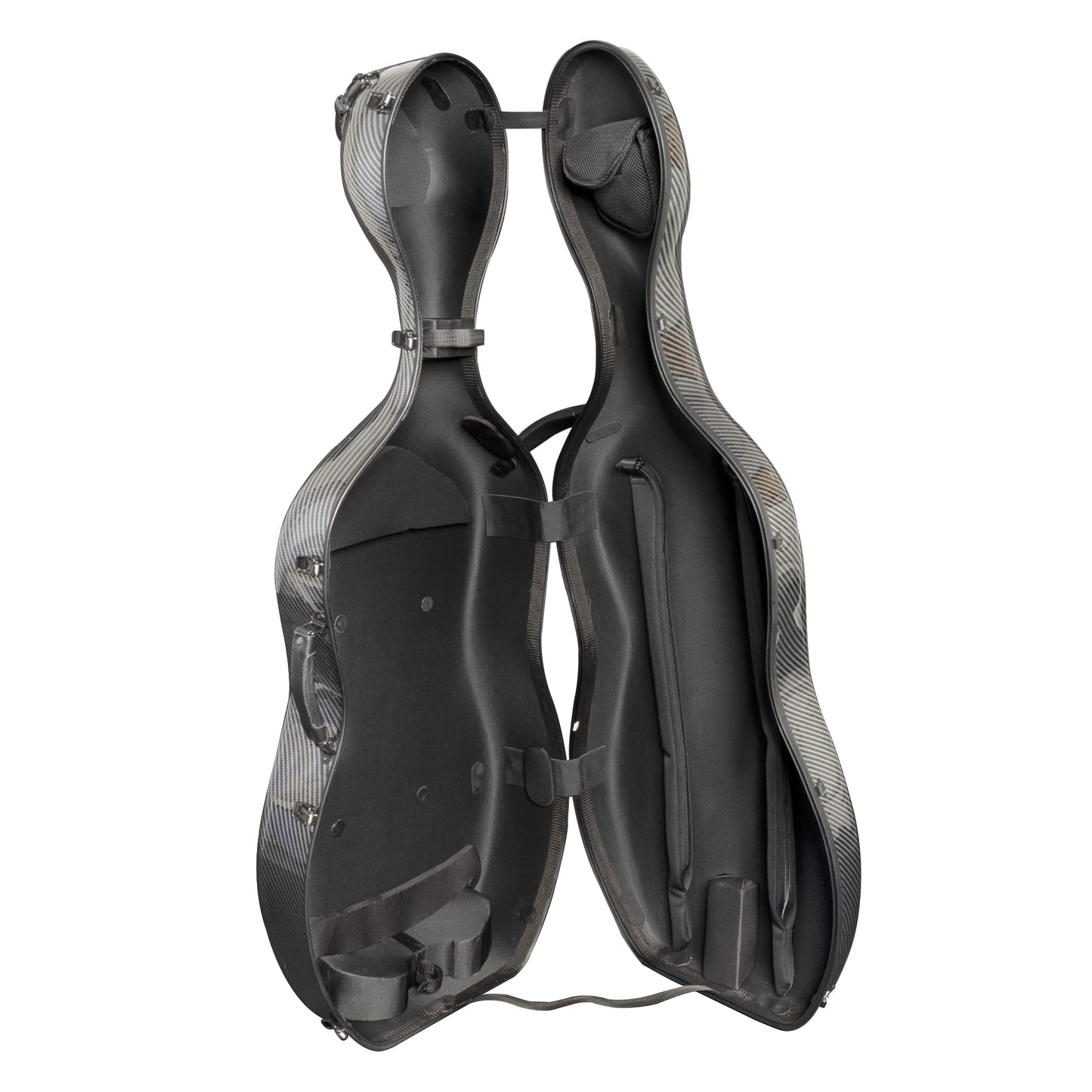 MI&VI Forte Series Hard Cello Case (Full Size) with Wheels — Polycarbonate Tough Shell Case for 4/4 Sized Cellos (Silver)
