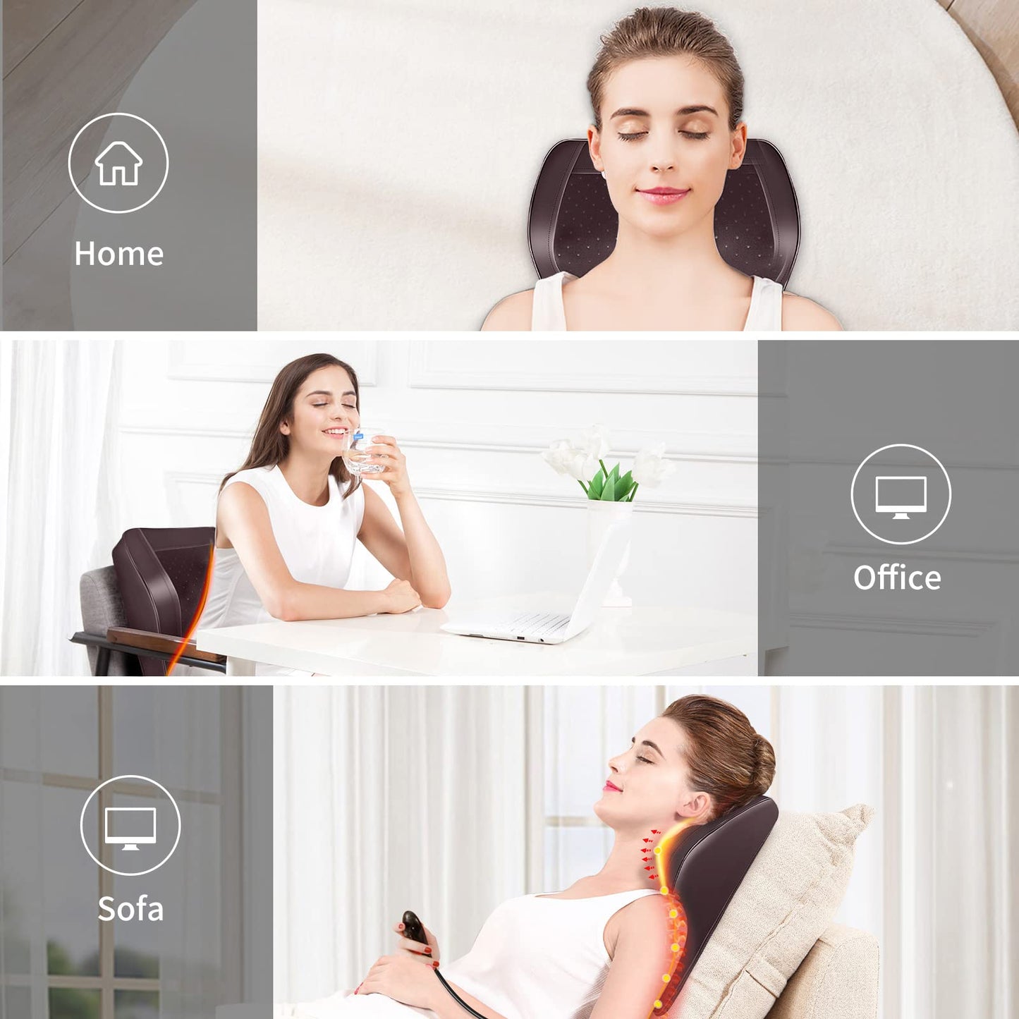 Boriwat Back Massager with Heat, Neck Massager for Pain Relief Deep Tissue, 3D Kneading Massage Pillow for Back, Neck, Shoulder, Legs, Gifts for Women Men Mom Dad