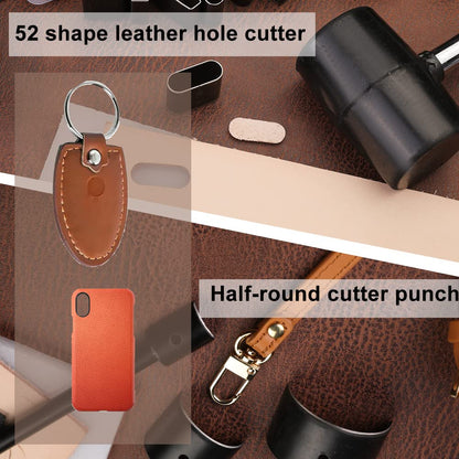 BUTUZE Leather Kit 440Pcs The Most Complete Leather Working Tool Set, Punch Cutter Tools, Letter and Number Stamp, Stamping Set, Apron, Tanned Instructions for Beginners, Professionals