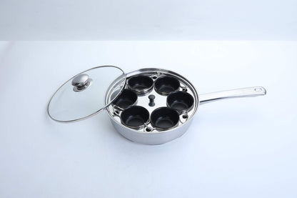 6 Cups Egg Poacher Pan - Stainless Steel Poached Egg Cooker – Induction Cooktop Egg Poachers Cookware Set with 4 Nonstick Large PFOA FREE Egg Poacher Cups and Silicone Spatula