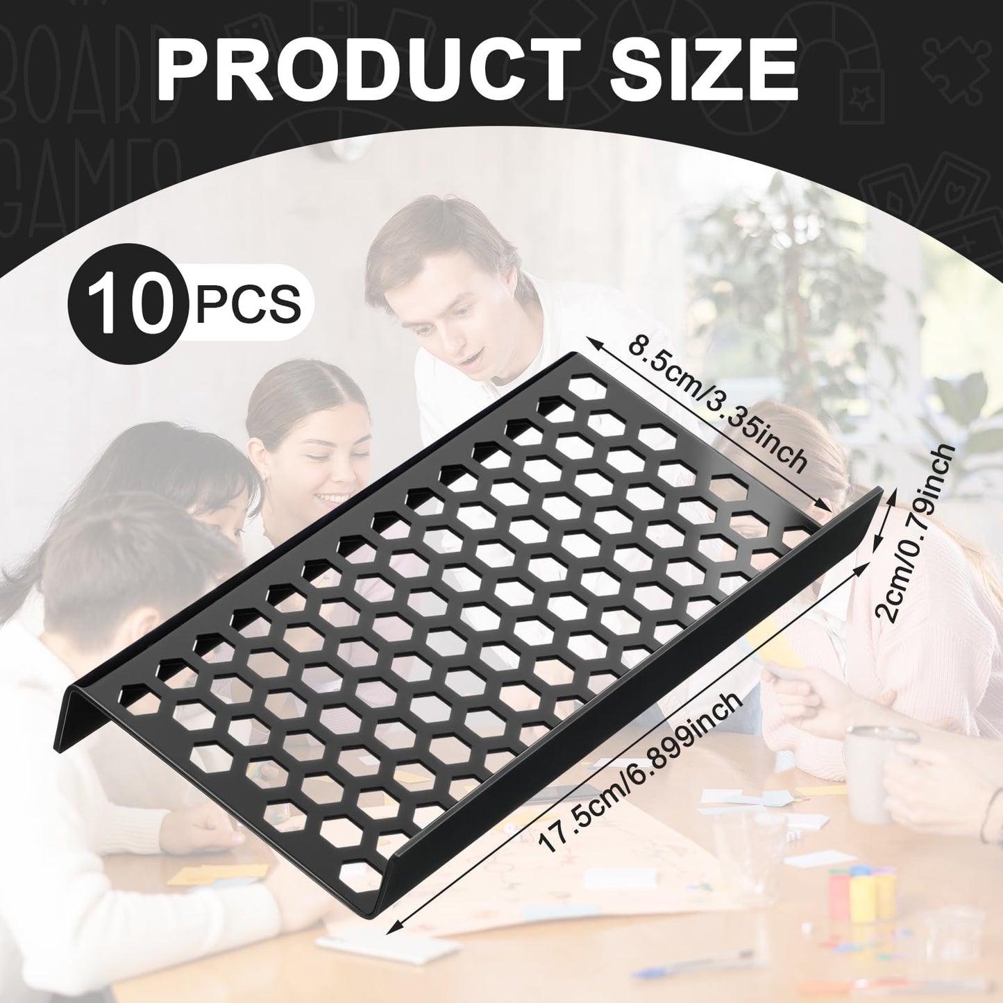 Yalikop 10 Pcs Trading Card Risers for Display Case Acrylic Modular Display Risers for Cardshow Vendor Sport Card Board Game (Honeycomb)