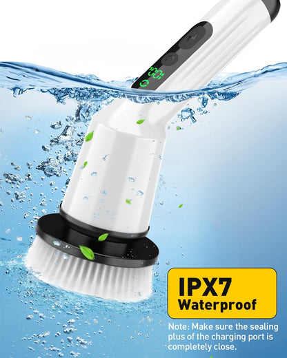 Electric Spin Scrubber, Shower Scrubber with Extendable Arm, Dual-Speed and 3 Brush Heads for Bathroom