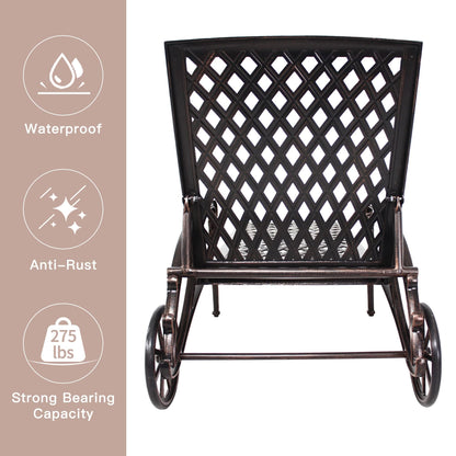 Villeston Chaise Lounges Outdoor - Lounge Chairs for Outside Pool Tanning Chair Adjustable Patio Reclining Cast Aluminum for Beach Yard, Antique Bronze