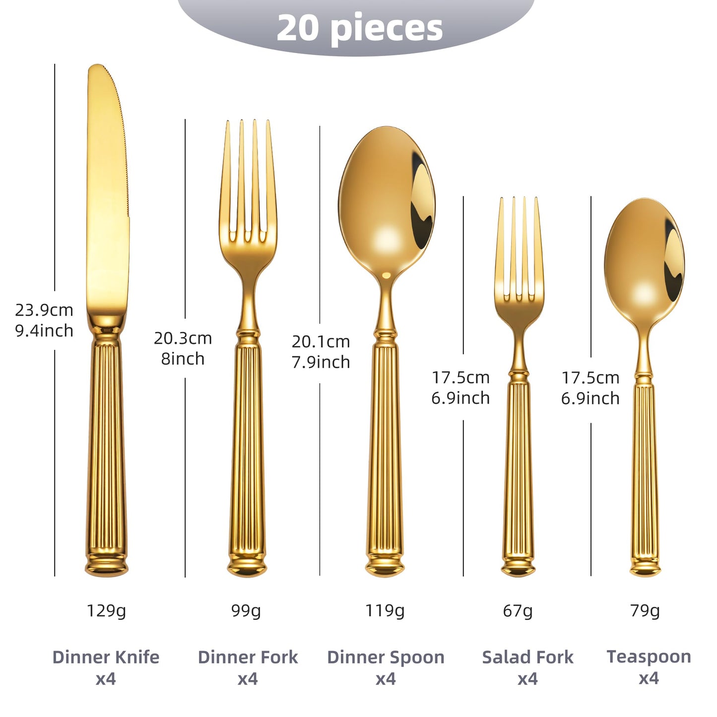 60-Piece Extra Thick Flatware Set, Heavy Duty Gold Silverware Set for 12, 18/10 Stainless Steel Flatware, Perfect for Weddings, Gift, Everyday Use