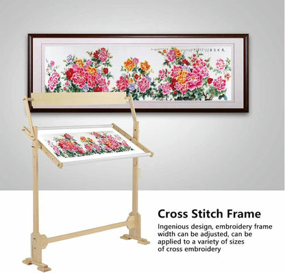 Embroidery Hoops Stand, 360 Degree Adjustable Embroidery Stand,Cross Stitch Frame Stand,Wooden Frame Cross Stitch Floor Stand for Cross Stitch Needlework Art Craft Sewing~/