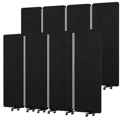 Room Divider Soundproof Privacy Panel with Wheel, 4 Panel-2Pack Wall Divider (Aluminum Frame) for Room Partition, Folding Room Dividers for Space Separation Office Cubicle Divider Separator, Black