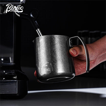 Bincoo Milk Frother Pitcher 500ml(17oz) - Stainless Steel Barista Milk Frothing Cup with Ice Crystals Design - Professional Espresso & Cappuccino for Coffee Machine,Latte Art