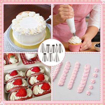 LLMSIX 15pcs Reusable Cotton Piping Bags and Tips Set with 7 Stainless Steel Piping Tip, Large Piping Tips and Churro Tip for Cake Cupcake Pastry Decoration and Cream Puff Filling
