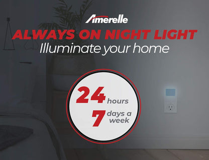 AMERELLE Always-On Blue Night Light, 4 Pack (71282) - Slim, Plug-in, LED Light with a Soft, Cool Blue Glow - Slim Suitable for Bedrooms, Bathrooms, Hallways, Kitchen, or Nursery