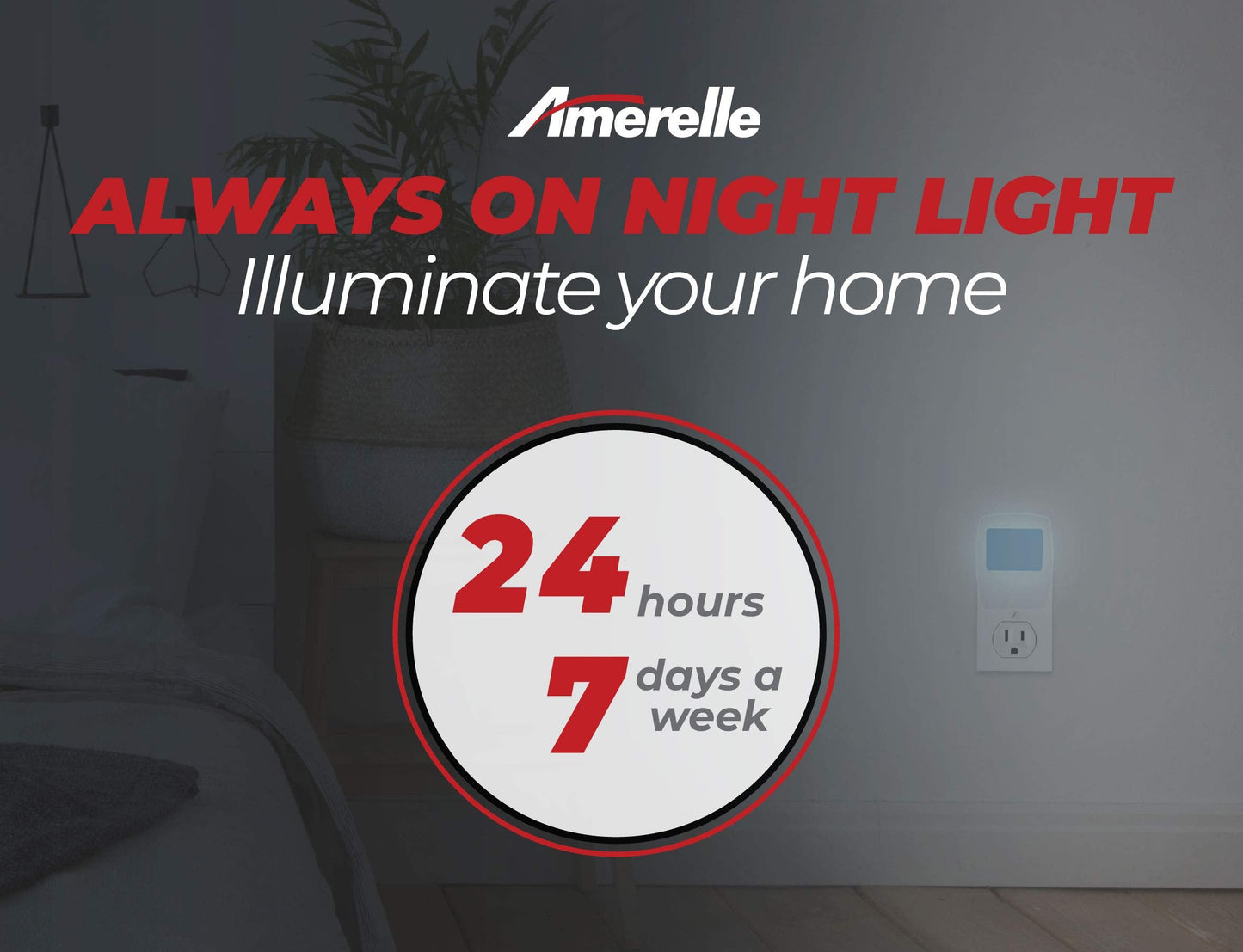 Amerelle Always-On Blue Night Light, 2 Pack (71282) - Slim, Plug-in, LED Light with a Soft, Cool Blue Glow - Suitable for Bedrooms, Bathrooms, Hallways, Kitchen, or Nursery
