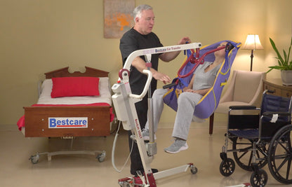 Bestcare PL350CT Mobile Electric Floor Lift - 350 lb Capacity | Compact and Foldable Design | Ideal for Car Transfers, Wheelchairs, and Beds | Easy-to-Use Portable Patient Lift