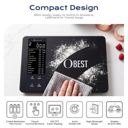 Smart Food Scale with Nutritional Calculator, Free APP with 30 Nutrients Tracking, Calorie, Macro, Works with App for Daily Reports, Digital Kitchen Scale for Meal Prep Weight Loss Coffee Making, 22lb