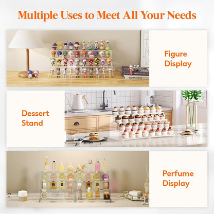 Lifewit 4 Tier Clear Display Risers Stand, Plastic Risers for Display, Organizer for Figures, Cupcake, Dessert, Desktop