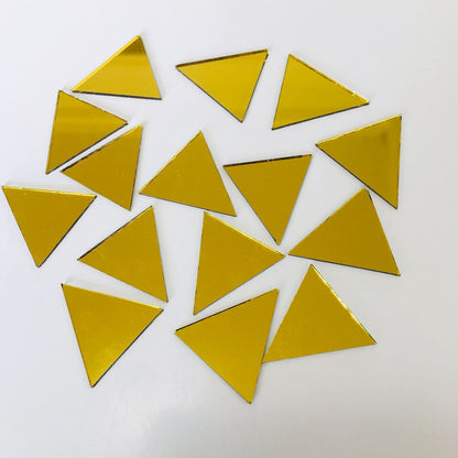 NUO RUI 150pcs 1" Triangle Mirrors Small Gold Color Mosaic Mirror Tiles for Craft Projects