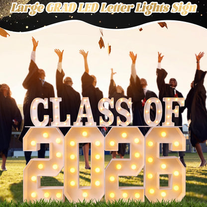 Grinsvalley Large 2026 Graduation Decorations - 2.68ft Class of 2026 LED Marquee Light up Numbers and Letter for Graduation Congrats Grad Party Supplies for Preschool High School College