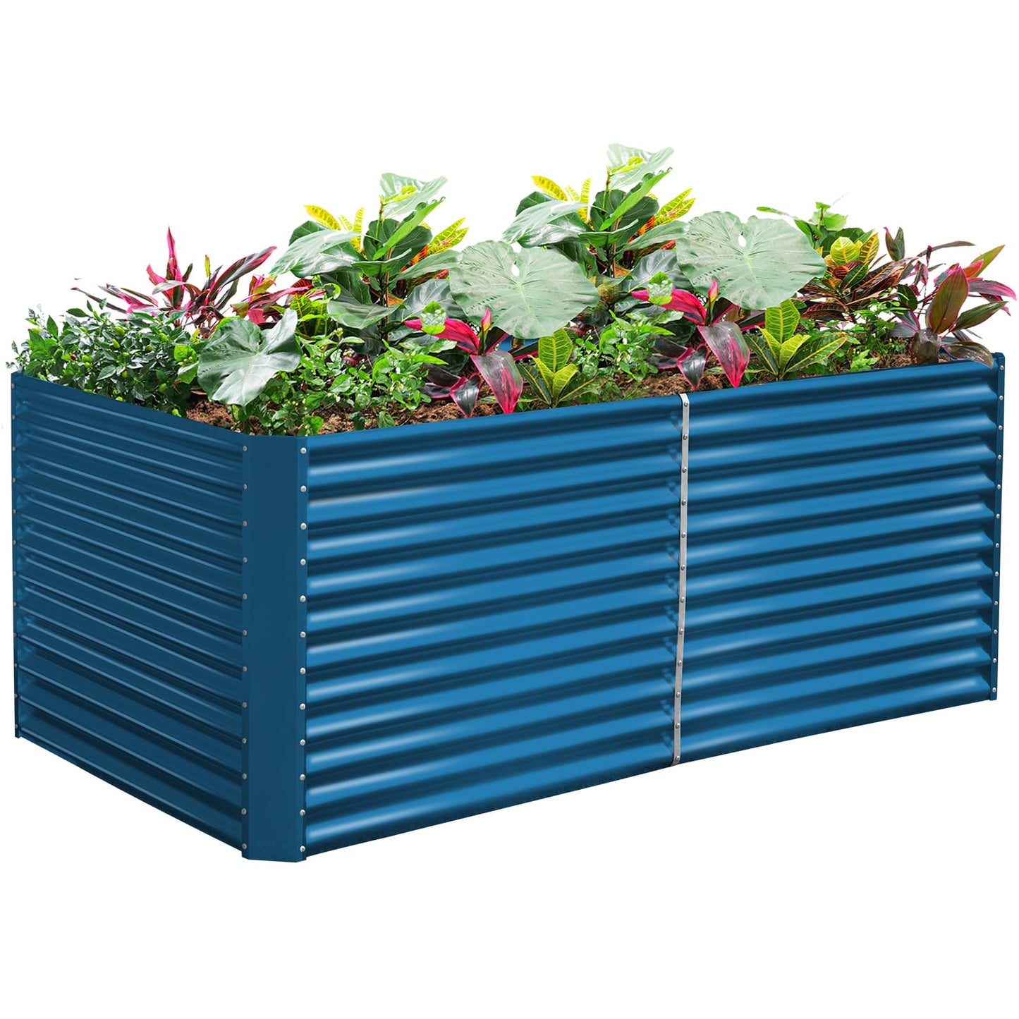 Land Guard 8x4x3ft Rectangular Galvanized Raised Garden Beds, Large-Capacity Metal Planter Box Outdoor, Durable Deep Raised Garden Bed 3ft Tall, Raised Beds for Gardening Vegetables, Royal Blue