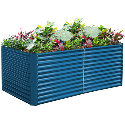 Land Guard 8x4x3ft Rectangular Galvanized Raised Garden Beds, Large-Capacity Metal Planter Box Outdoor, Durable Deep Raised Garden Bed 3ft Tall, Raised Beds for Gardening Vegetables, Royal Blue