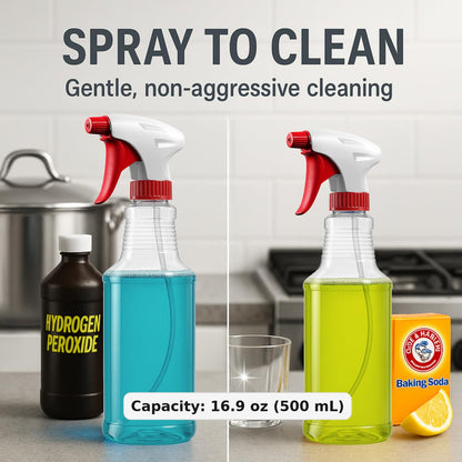 Bar5F Empty Plastic Spray Bottles 16-Ounce BPA-Free Food Grade Crystal Clear Fully Adjustable Sprayer (not for oil), 2-Pack (S-Series)