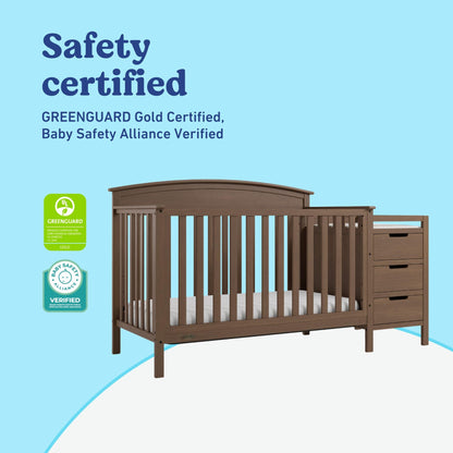 Graco Benton 4-in-1 Convertible Crib and Changer – GREENGUARD Gold Certified, Crib & Changing Table Combo, Water-Resistant Changing Pad, Converts to Toddler Bed, Daybed and Full-Size Bed (Hazelnut)