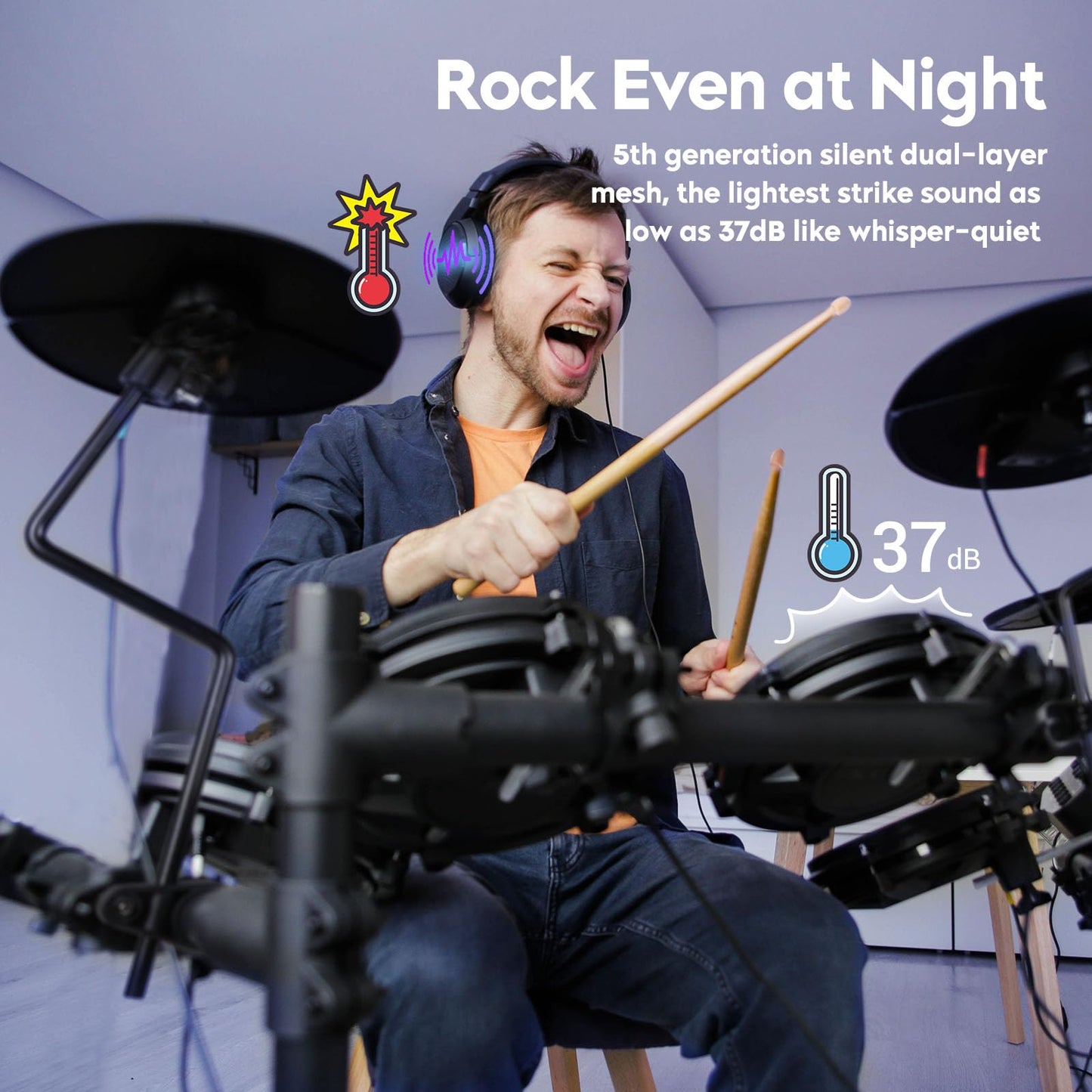 ALLSET Groove Electric Drum Kit - 8" Double Layer Mesh Pads | 210+ Sounds | Full Size Kit/ 10" Cymbal & Rock Solid Pedals | Silent Practice | Compact foldable Design| Ideal for Kids & Adults