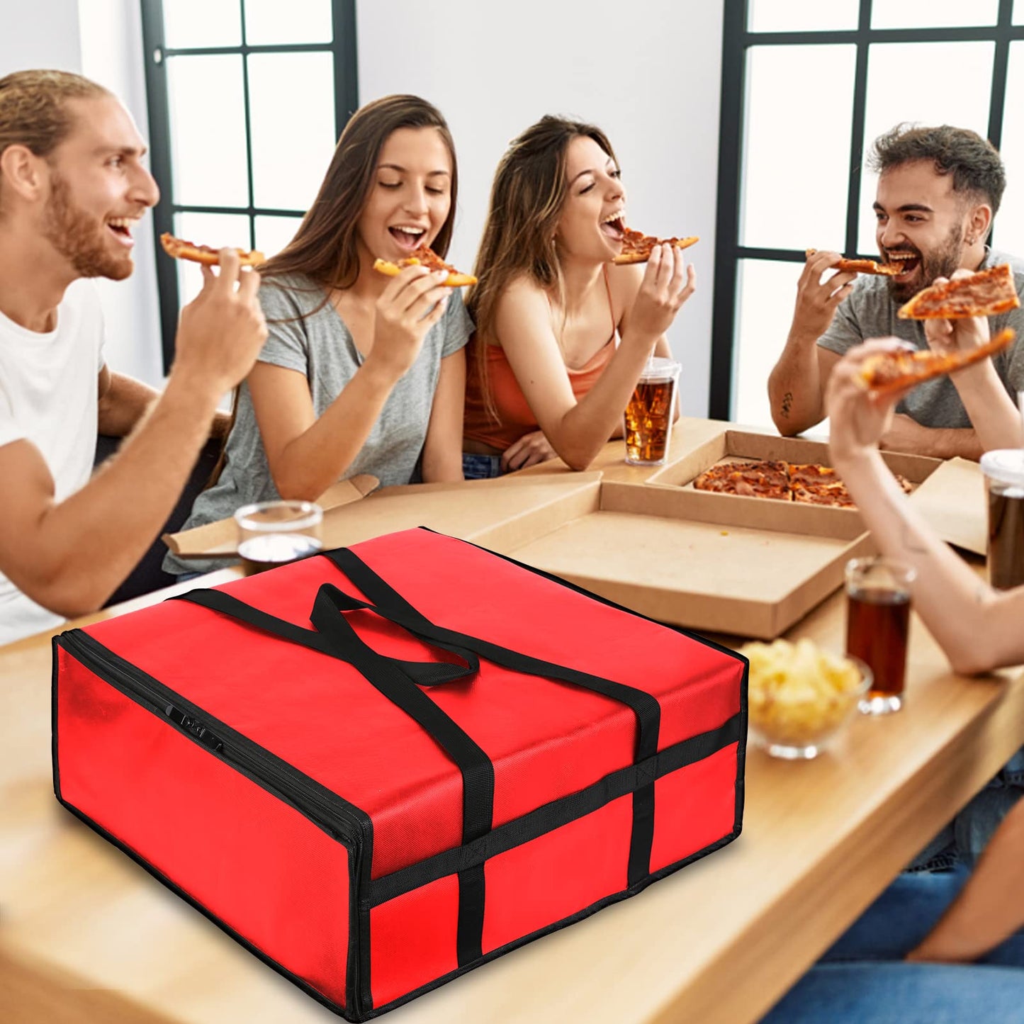 musbus Pizza Carrier Insulated Bags Large for Deliveries, Insulated Pizza Carrier Delivery Bag 20x20 Food Bag for Personal and Professional Use