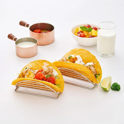 5 Pcs Taco Shell Holder, Stainless Steel Tortilla Holder, V-Shaped Taco Holder Stand Taco Rack Tray for Soft & Hard Shell Tacos, Easy Cleaning